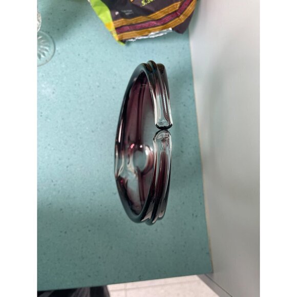 Art Glass Basket Vintage Handblown MCM Purple Collection - Picture 3 of 10